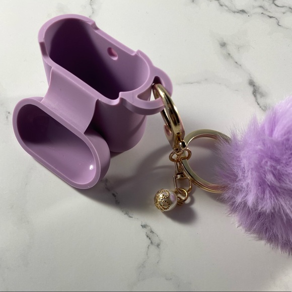 Lavender Pom Pom Case for Airpods 1 & 2 - Picture 5 of 6